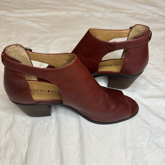 Women’s Lucky Brand Barimo Open Toe Leather Bootie - Picture 3 of 3